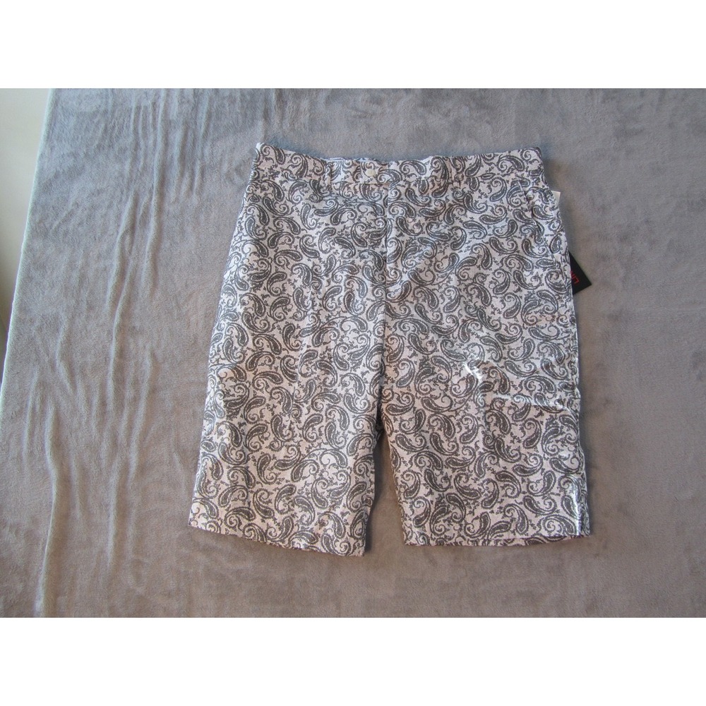 Linea Uomo Shorts Mens 36 Silver White Paisley 100% Cotton KS-30500FS